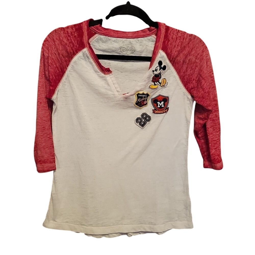 Disney Raglan V-Neck Jersey Mickey Mouse Baseball T-shirt size Small 3-5